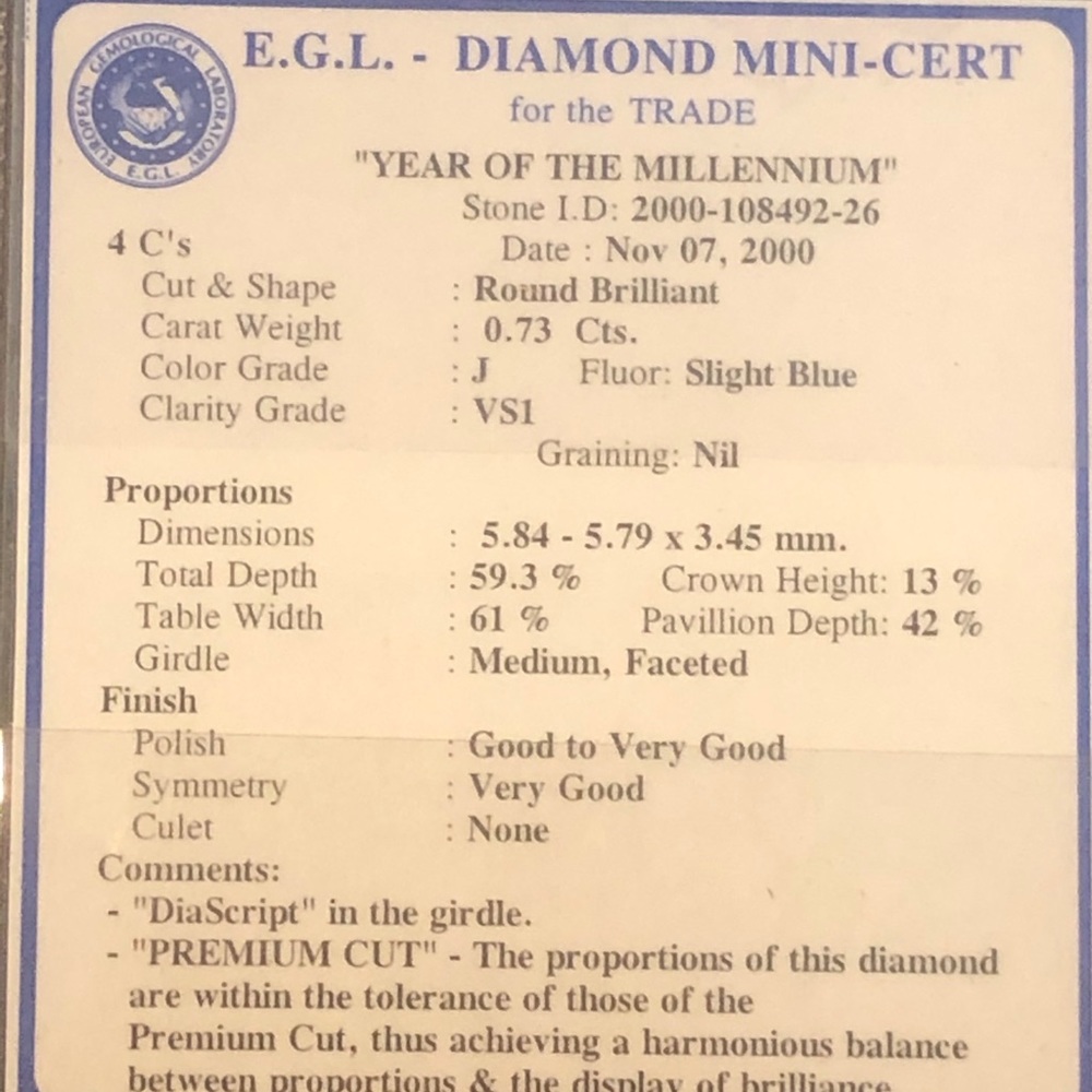 Verragio Platinum EGL cert Diamond Engagement Ring - Picture 2 of 16